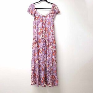 Knox Rose Womens Short Sleeve Scoop Neck Midi Dress Size M Multicolor
